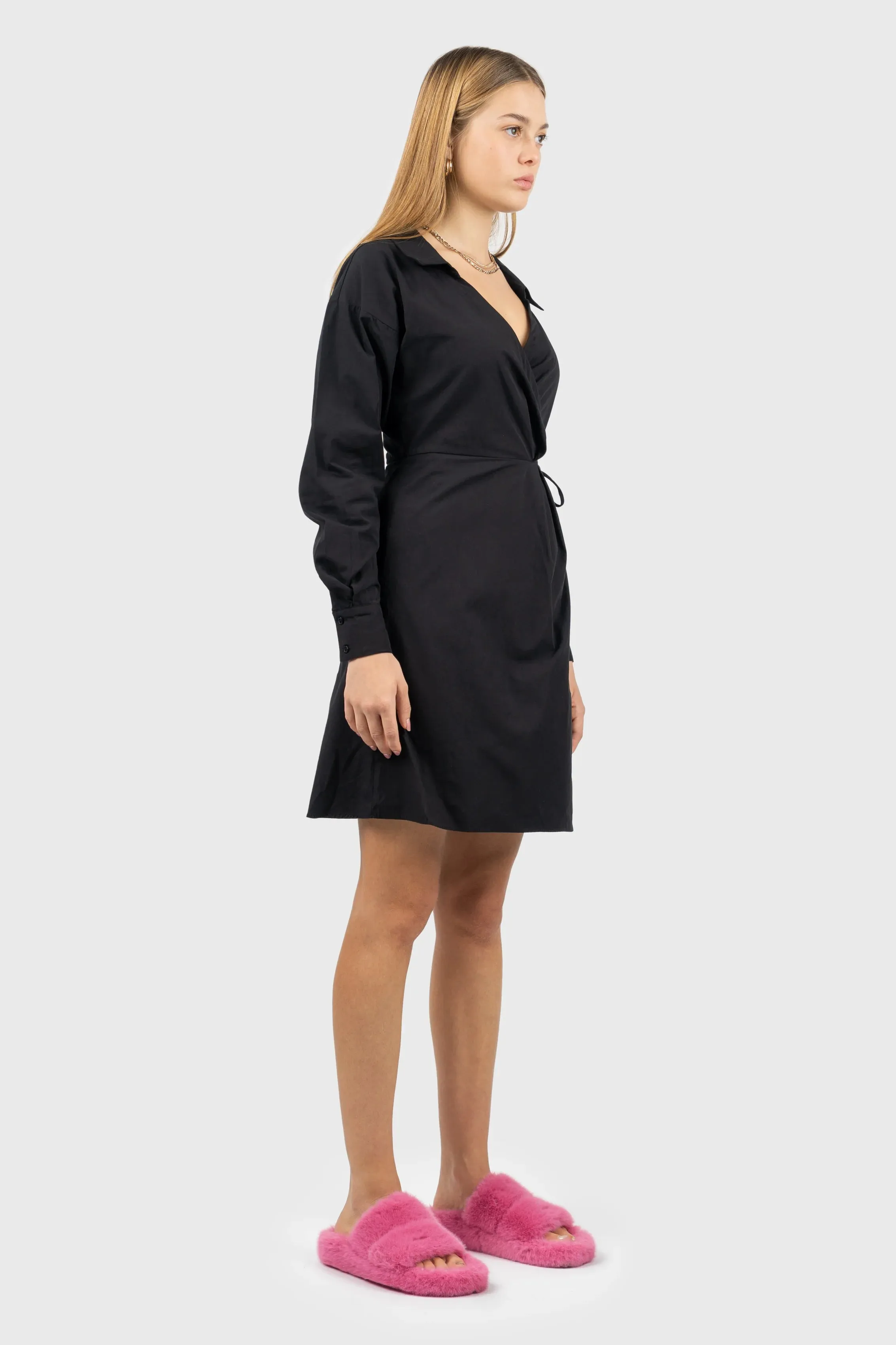 100% Organic Wrap Shirt Above Knee Dress