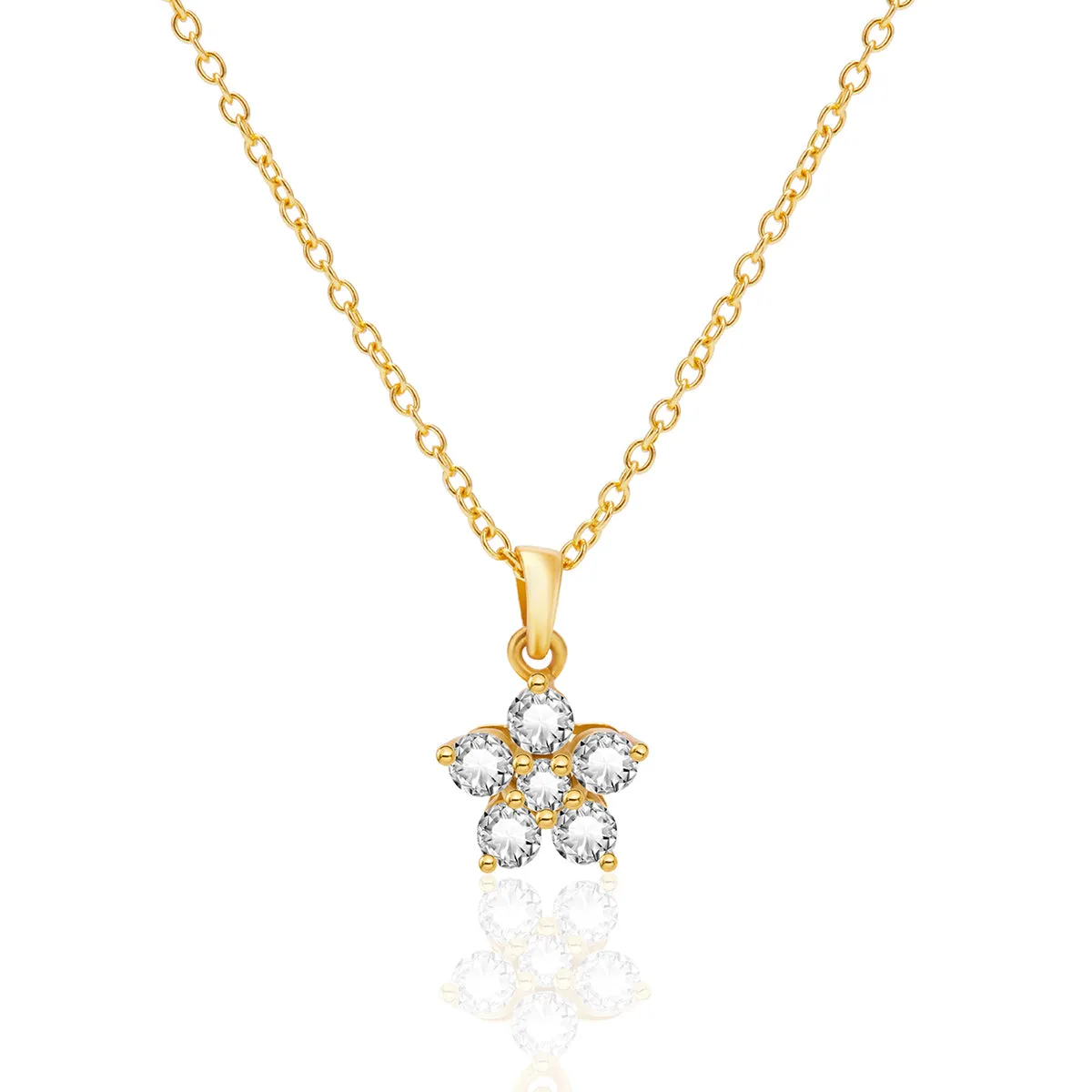 18k Gold Plated Classic Mini Flower Silver Necklace