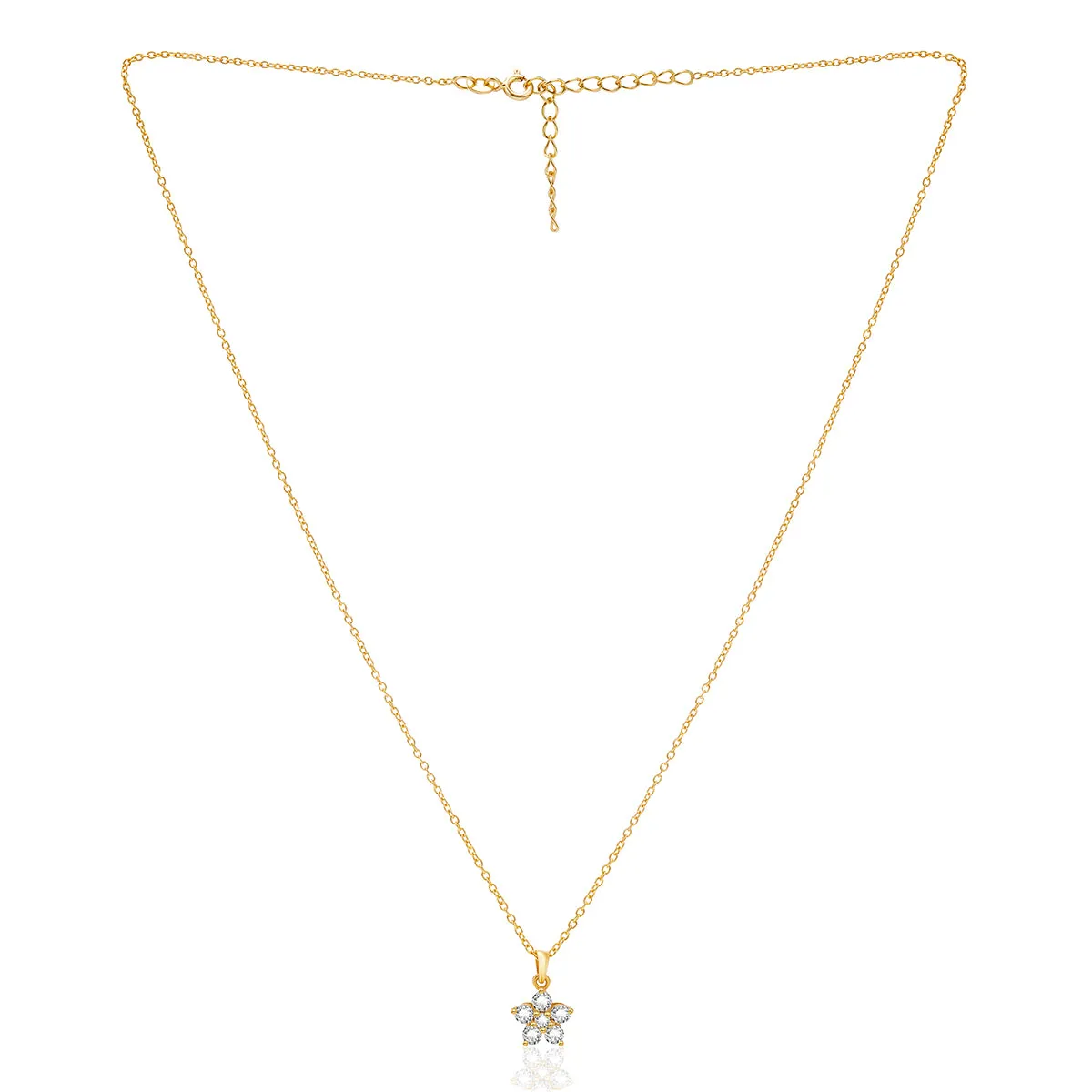 18k Gold Plated Classic Mini Flower Silver Necklace