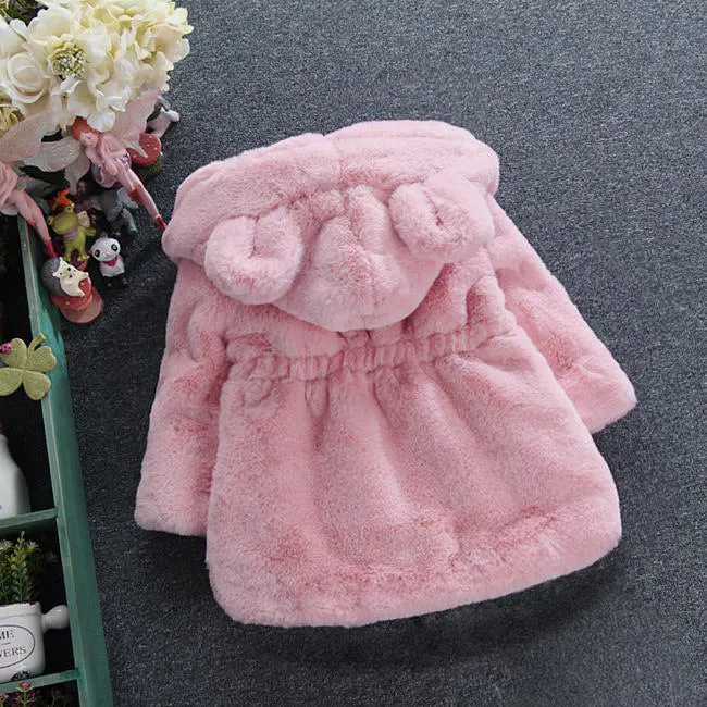 2018 New Winter Baby Girls Clothes Faux Fur Fleece Coat Pageant Warm Jacket Xmas Snowsuit 1-8Y