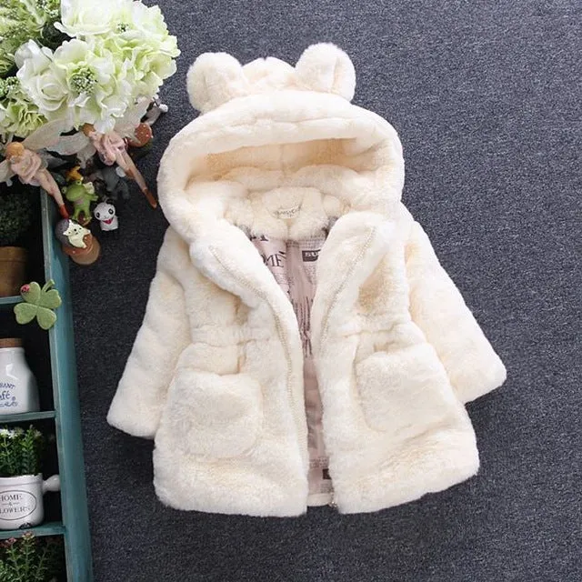 2018 New Winter Baby Girls Clothes Faux Fur Fleece Coat Pageant Warm Jacket Xmas Snowsuit 1-8Y