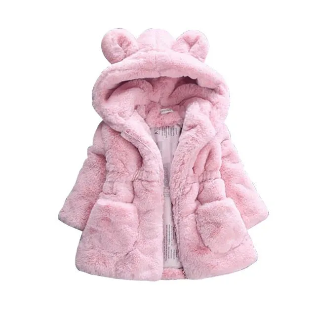 2018 New Winter Baby Girls Clothes Faux Fur Fleece Coat Pageant Warm Jacket Xmas Snowsuit 1-8Y