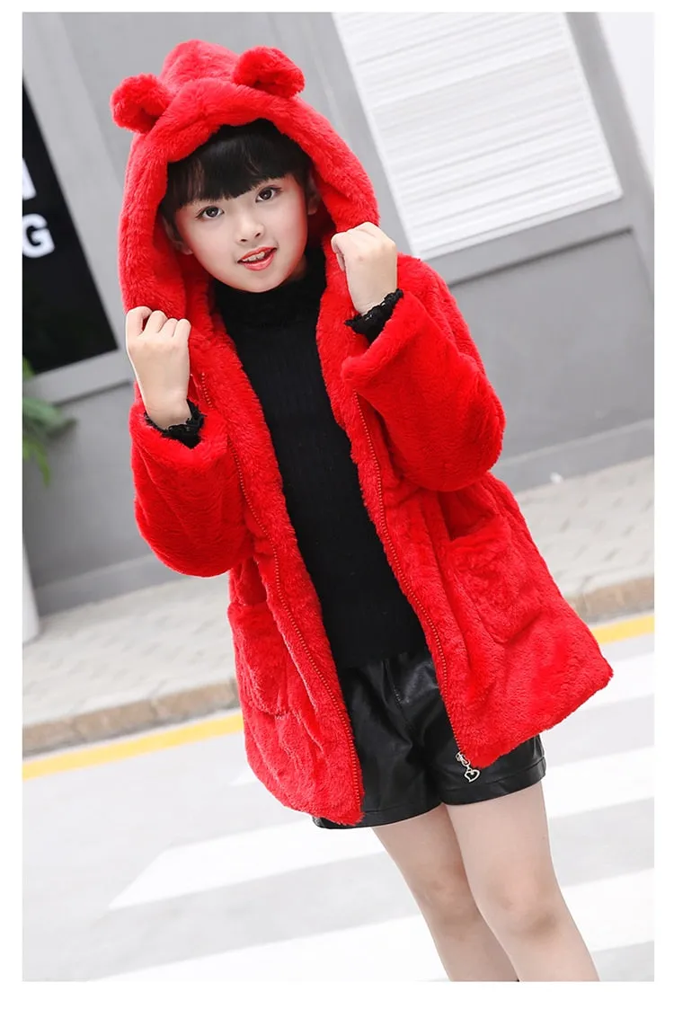 2018 New Winter Baby Girls Clothes Faux Fur Fleece Coat Pageant Warm Jacket Xmas Snowsuit 1-8Y