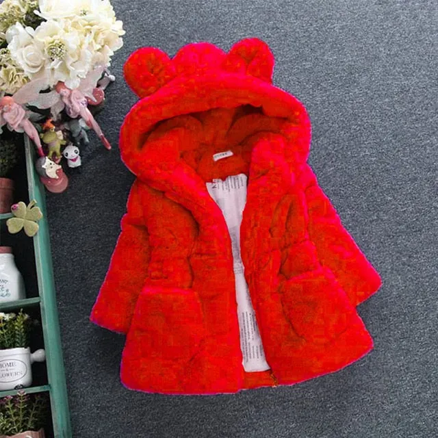 2018 New Winter Baby Girls Clothes Faux Fur Fleece Coat Pageant Warm Jacket Xmas Snowsuit 1-8Y