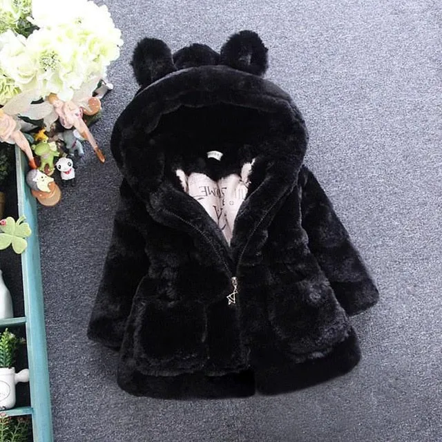 2018 New Winter Baby Girls Clothes Faux Fur Fleece Coat Pageant Warm Jacket Xmas Snowsuit 1-8Y