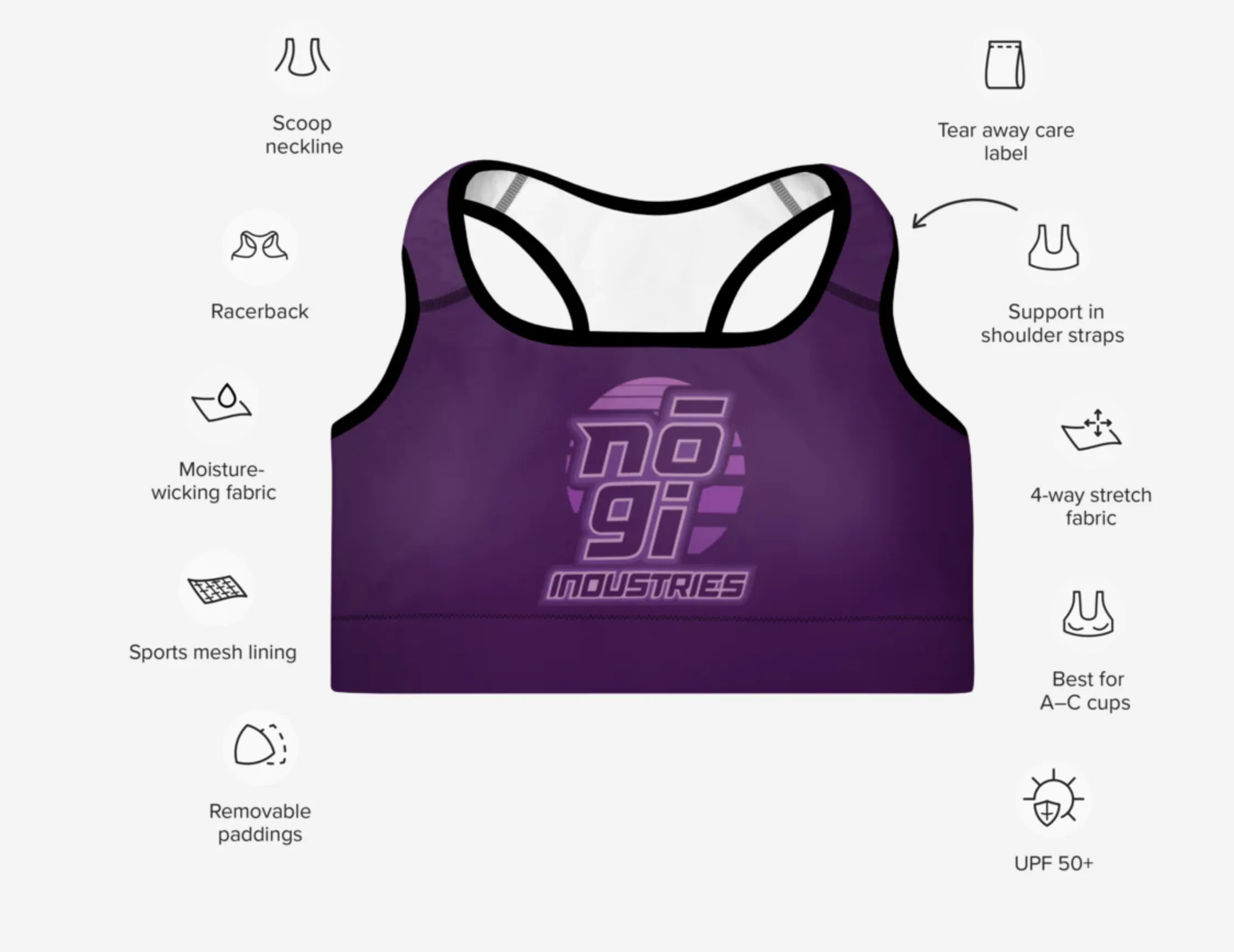 7Four PURPLE Padded Sports Bra