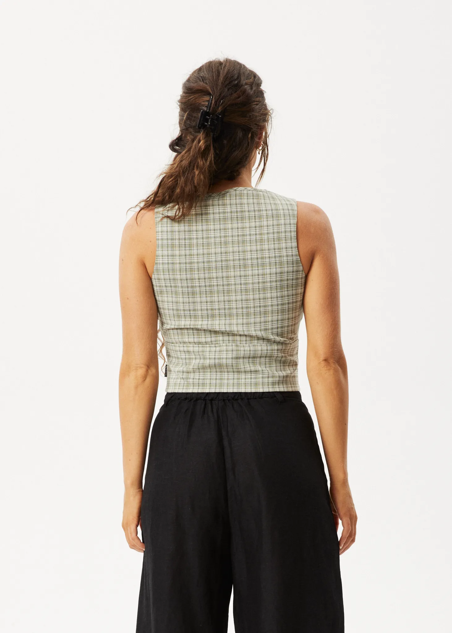 AFENDS Womens Willow Check - Top - Military Check