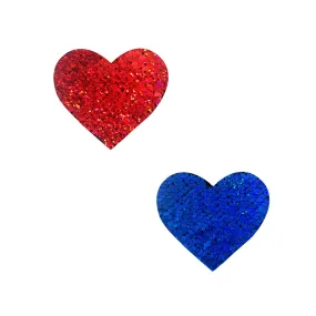 American Spirit Blue & Red Flip Sequin I Heart Small Body Stickers 6PK