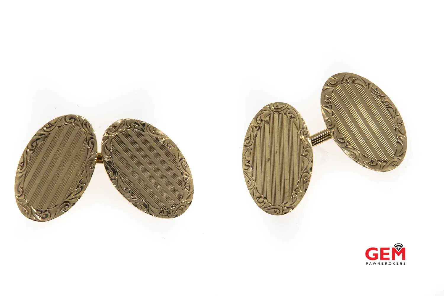 Antique Victorian 10k 417 Yellow Gold Scroll Motif Cufflinks