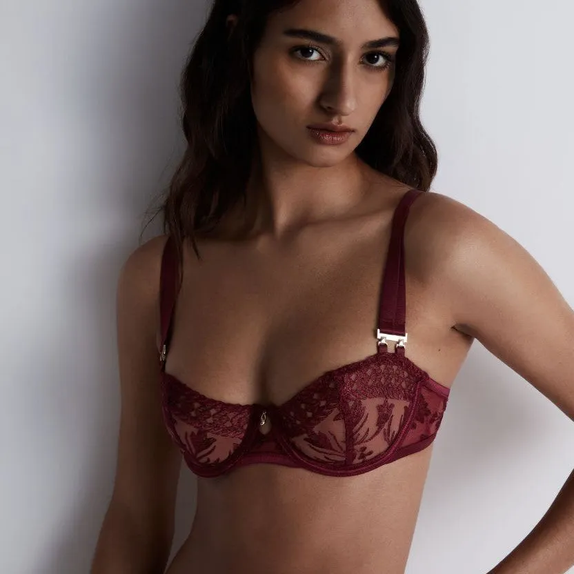 Aubade Magnetic Spell Half Cup Bra in Crimson Red 2DF14