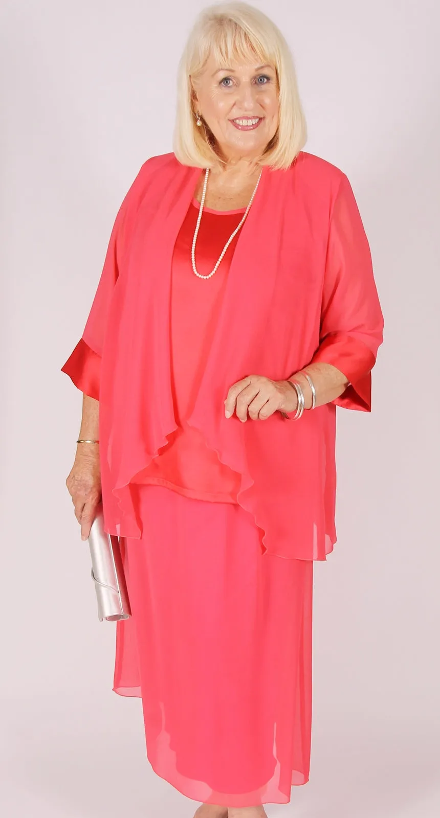 Ava Chiffon Waterfall Jacket Coral