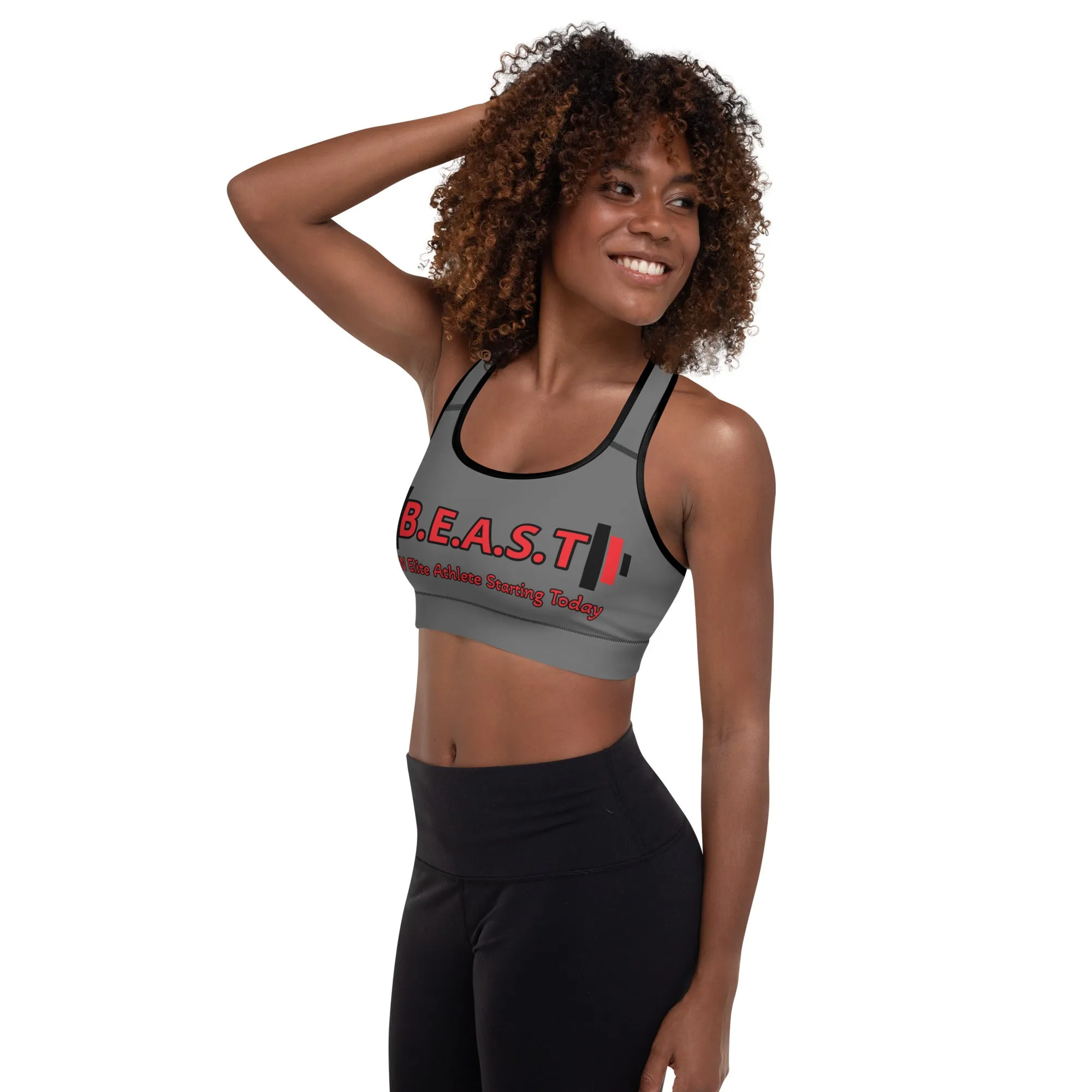 B.E.A.S.T print Padded Sports Bra