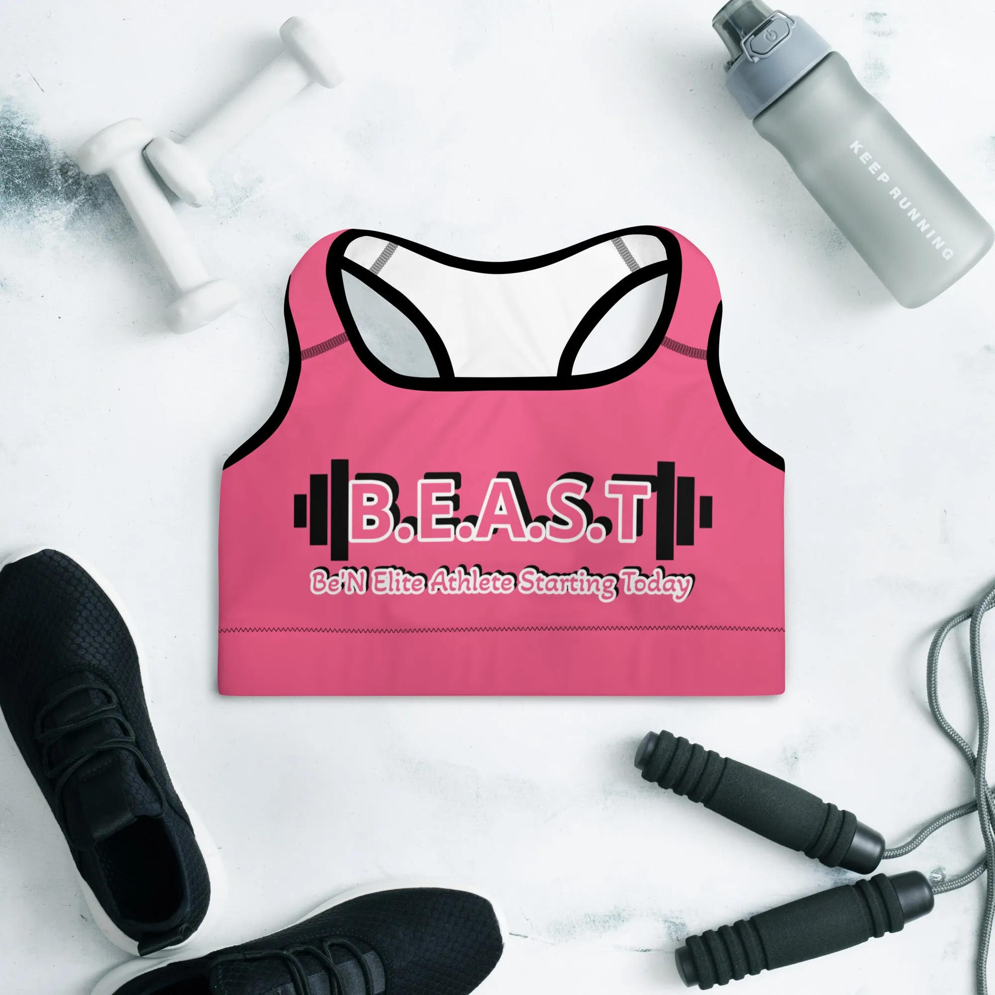 B.E.A.S.T print Padded Sports Bra