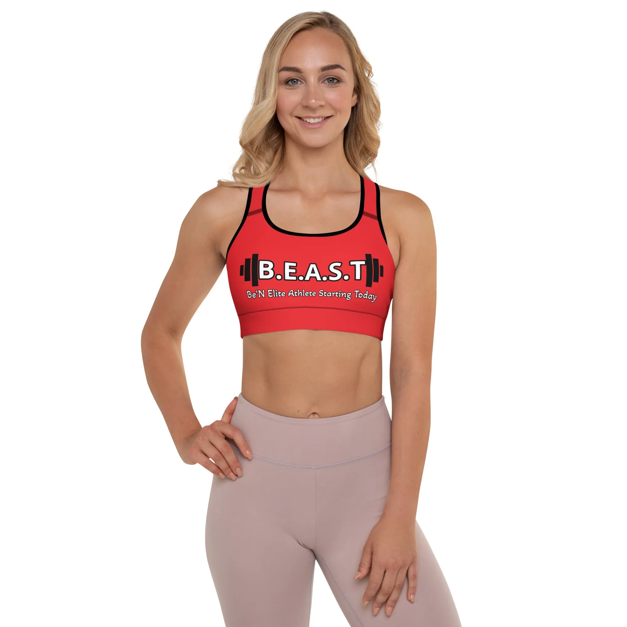 B.E.A.S.T print Padded Sports Bra