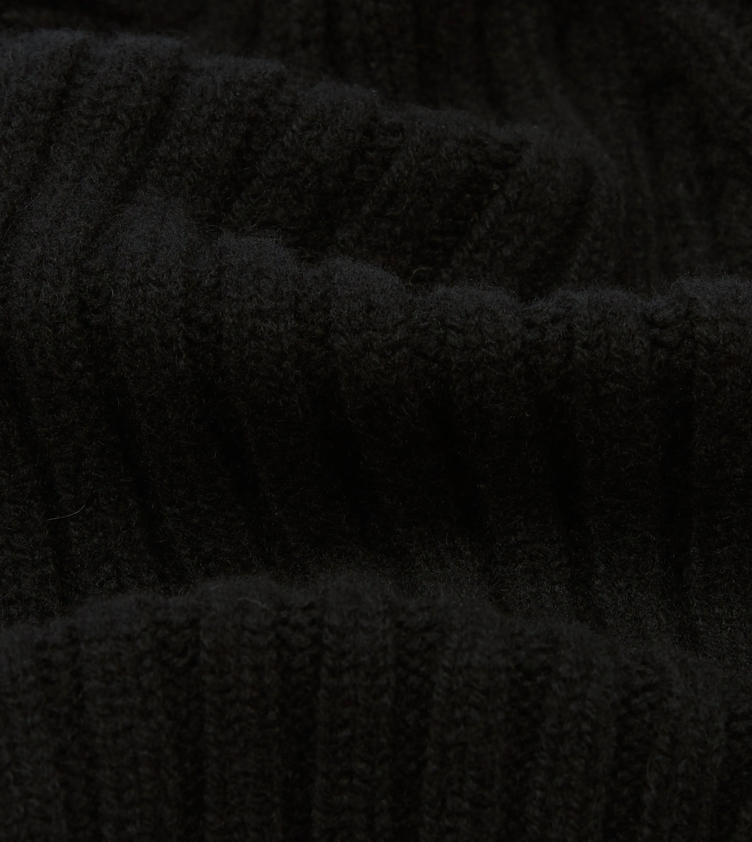 Black Lambswool Ribbed Knit Cap