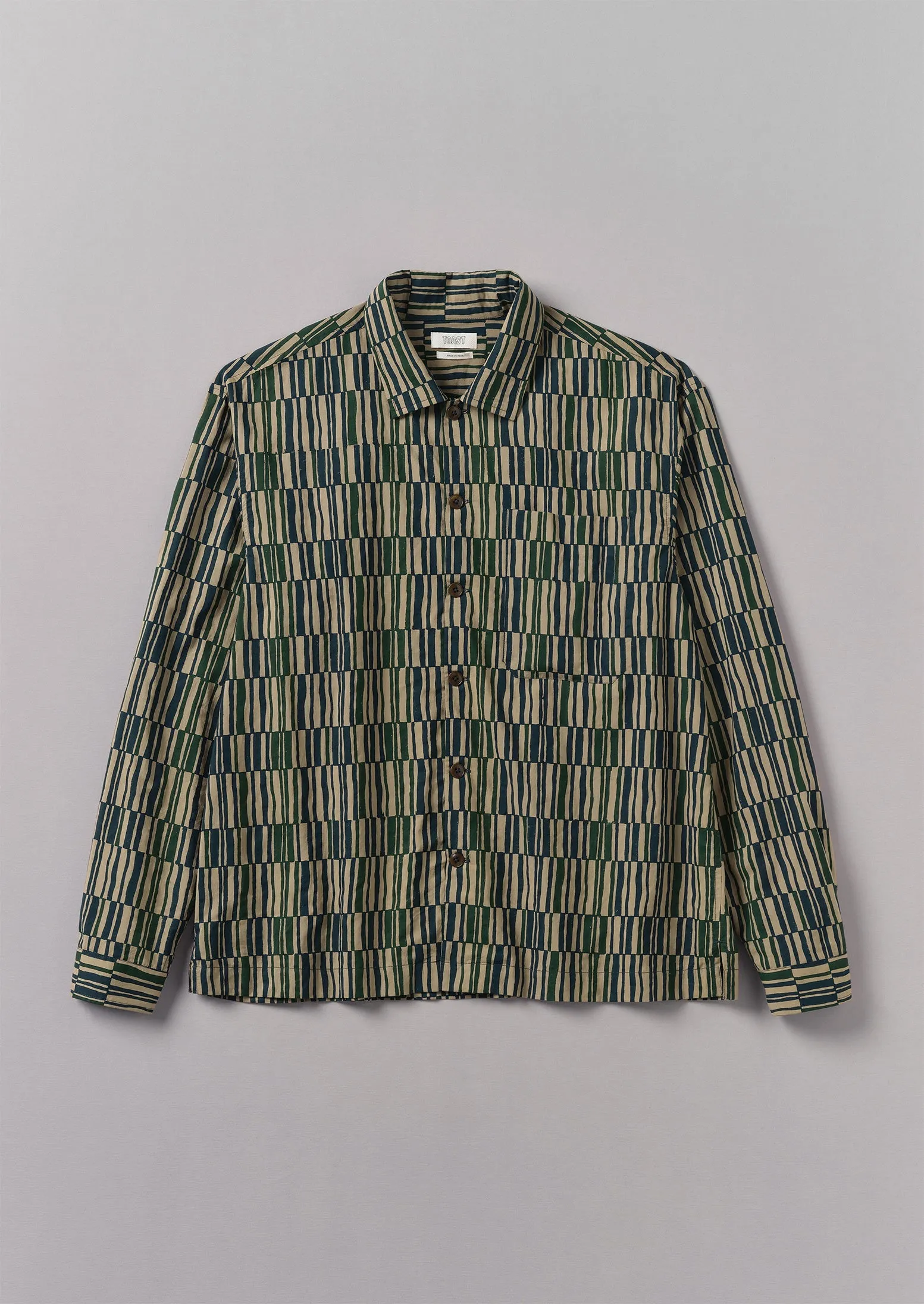 Block Print Irregular Check Shirt | Golden Sand