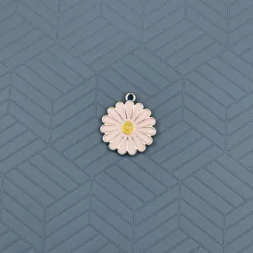 Brass Enamel White Yellow Gold Daisy Flower Pendant Combo Pack Of 6 For Women