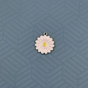 Brass Enamel White Yellow Gold Daisy Flower Pendant For Women Girls