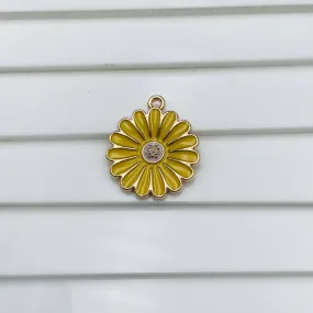 Brass Enamel Yellow White Gold Daisy Flower Pendant Combo Pack Of 6 For Women