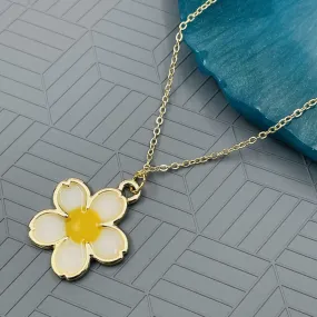 Brass With Enamel White Yellow Gold Flower Pendant For Women Girls