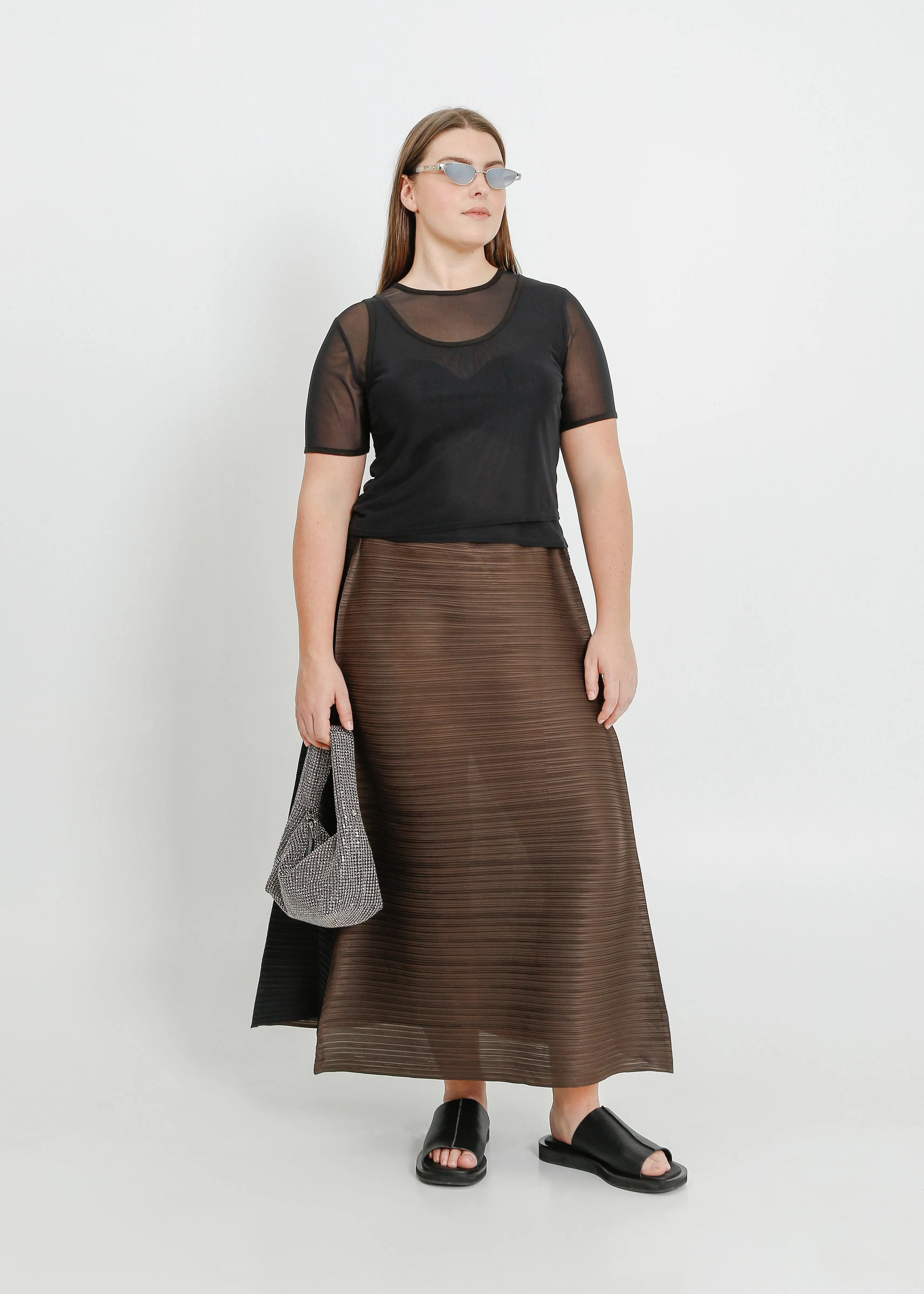 BRISTOL SKIRT  / CHOCOLATE-BLACK