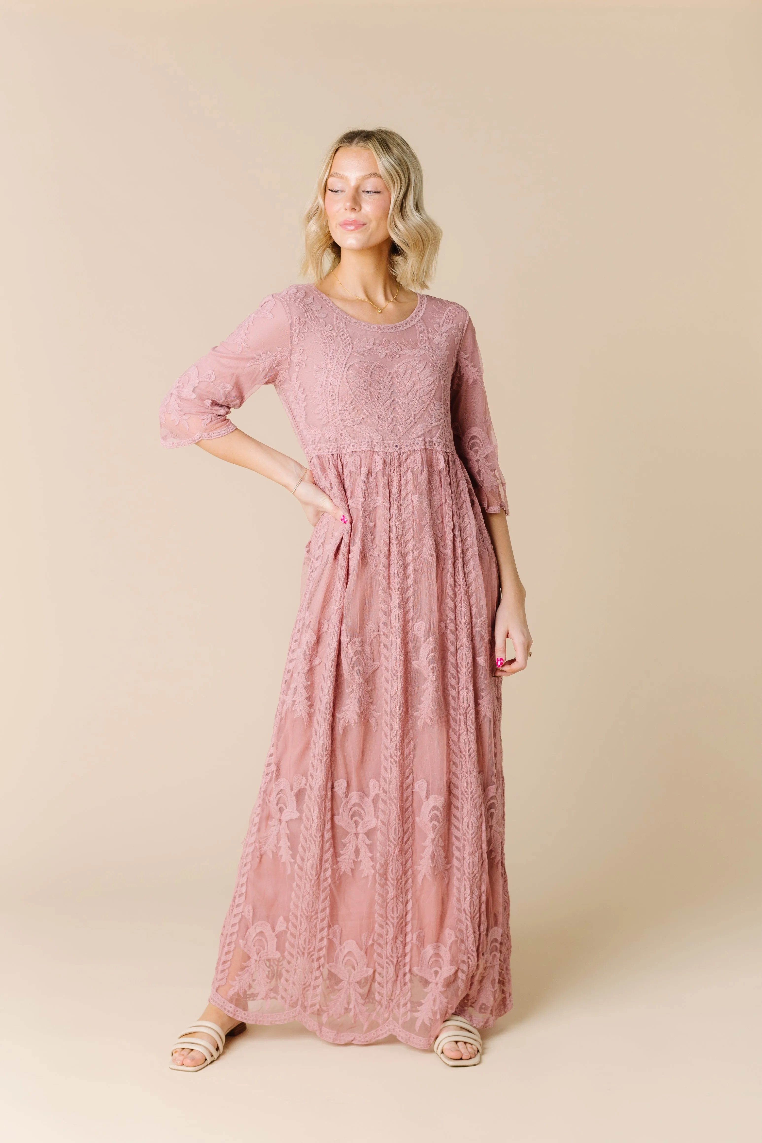 Cameo Lace Dress - Dark Mauve