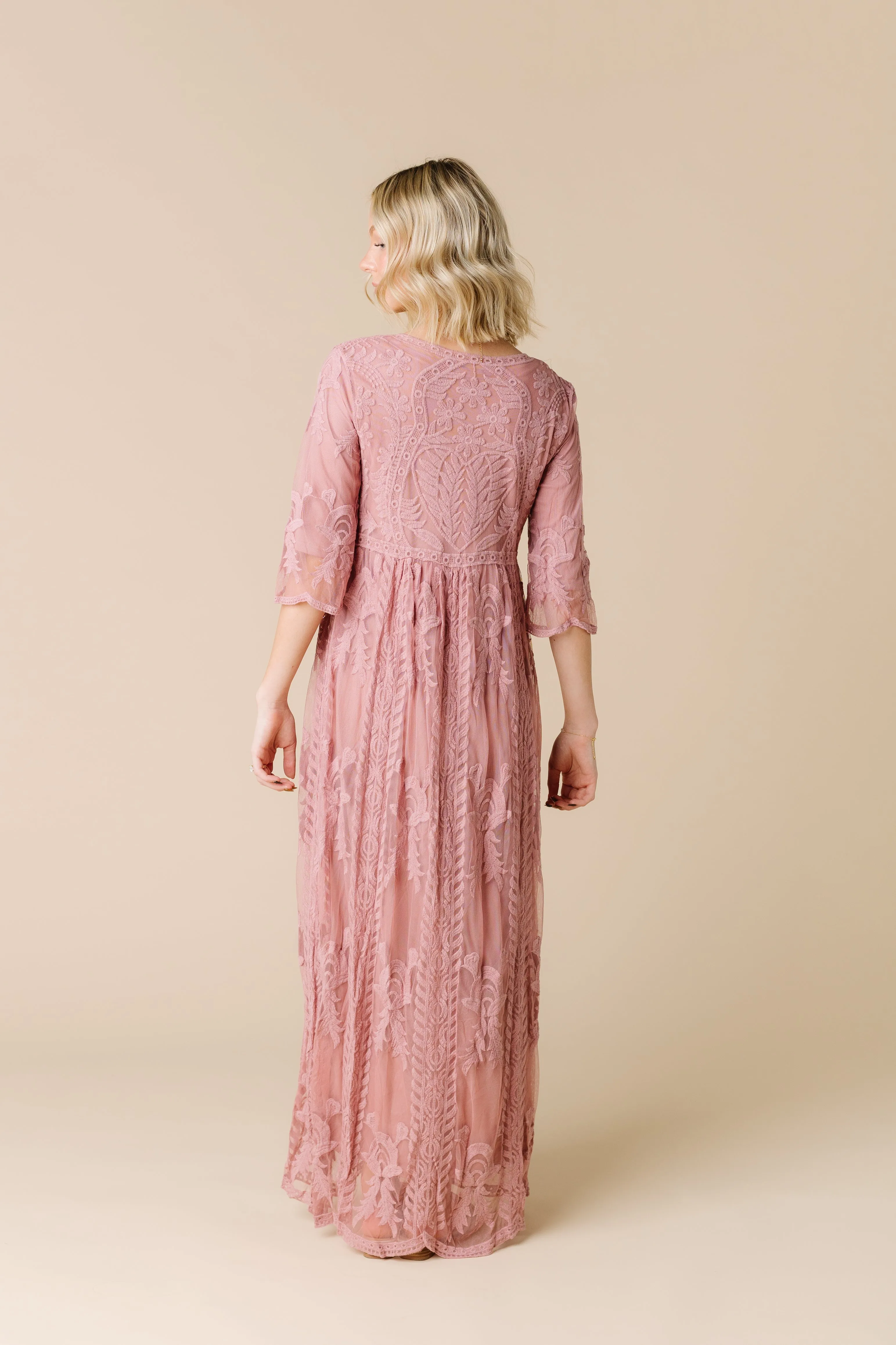 Cameo Lace Dress - Dark Mauve