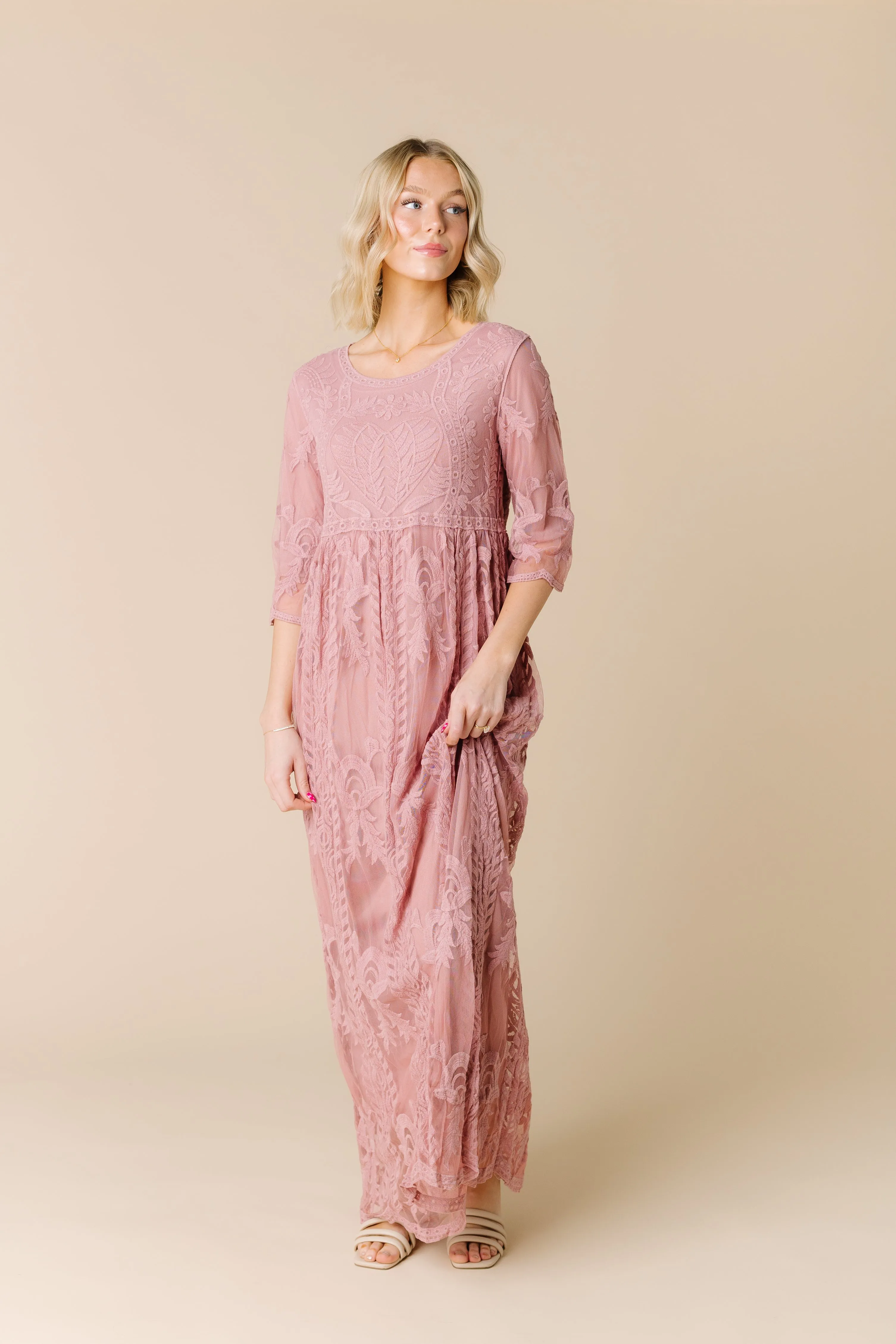 Cameo Lace Dress - Dark Mauve