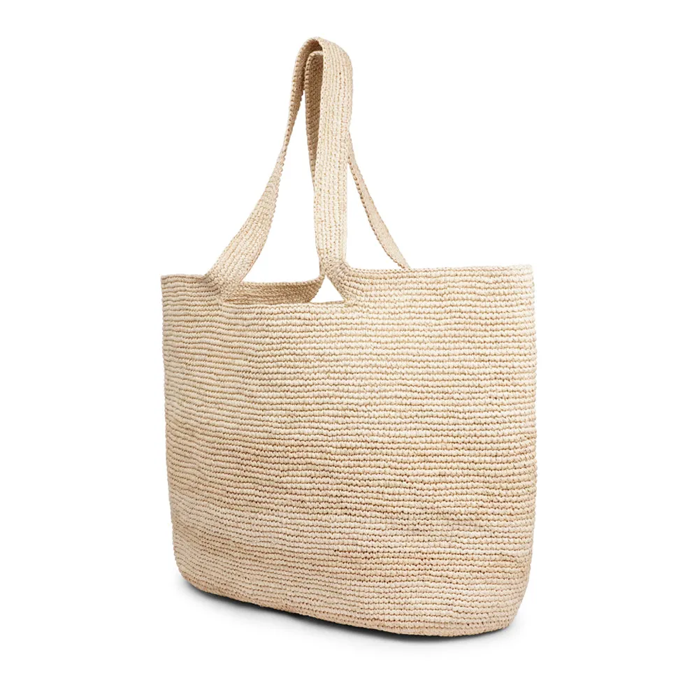 Cavallo Large - Crochet raffia tote with shoulder handles