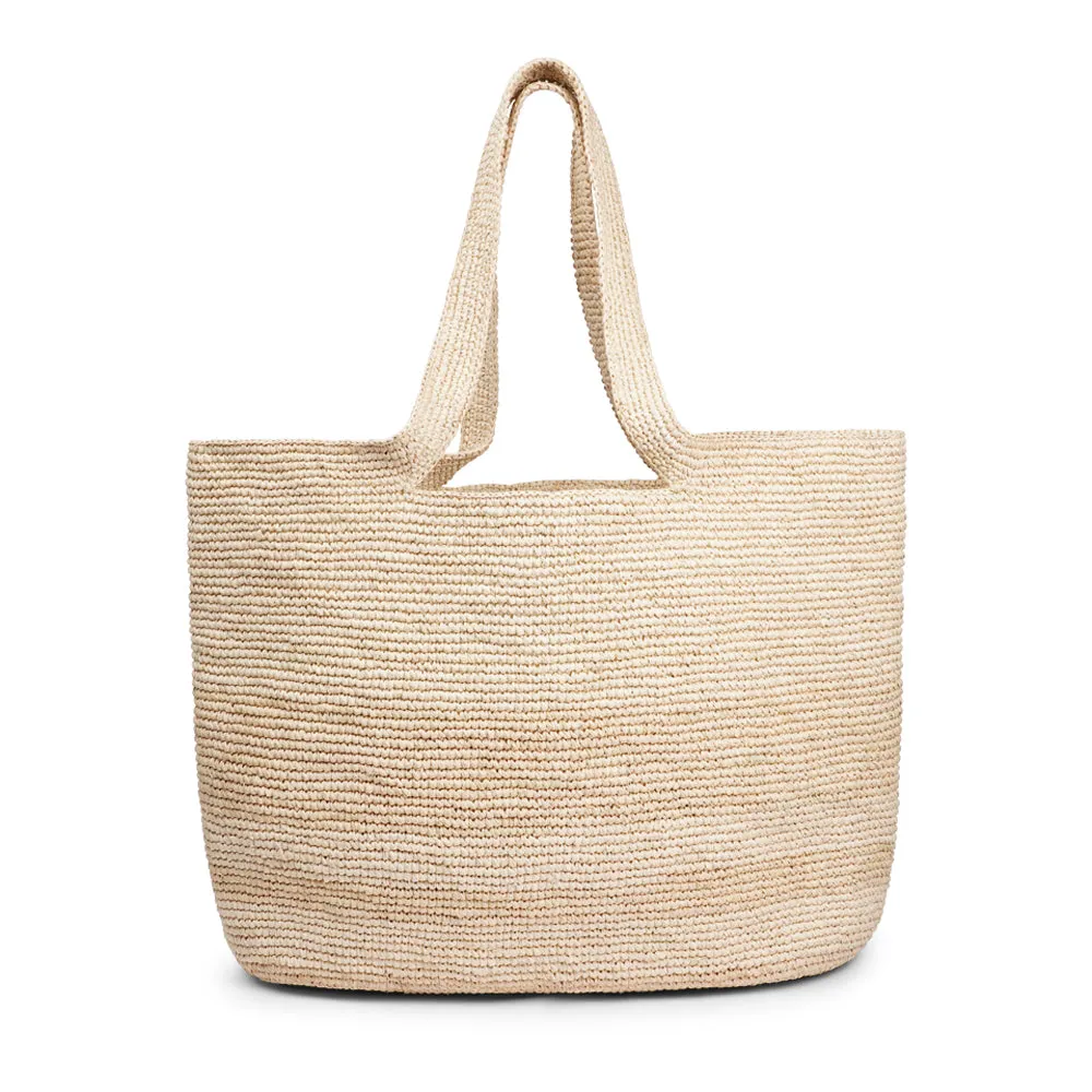 Cavallo Large - Crochet raffia tote with shoulder handles