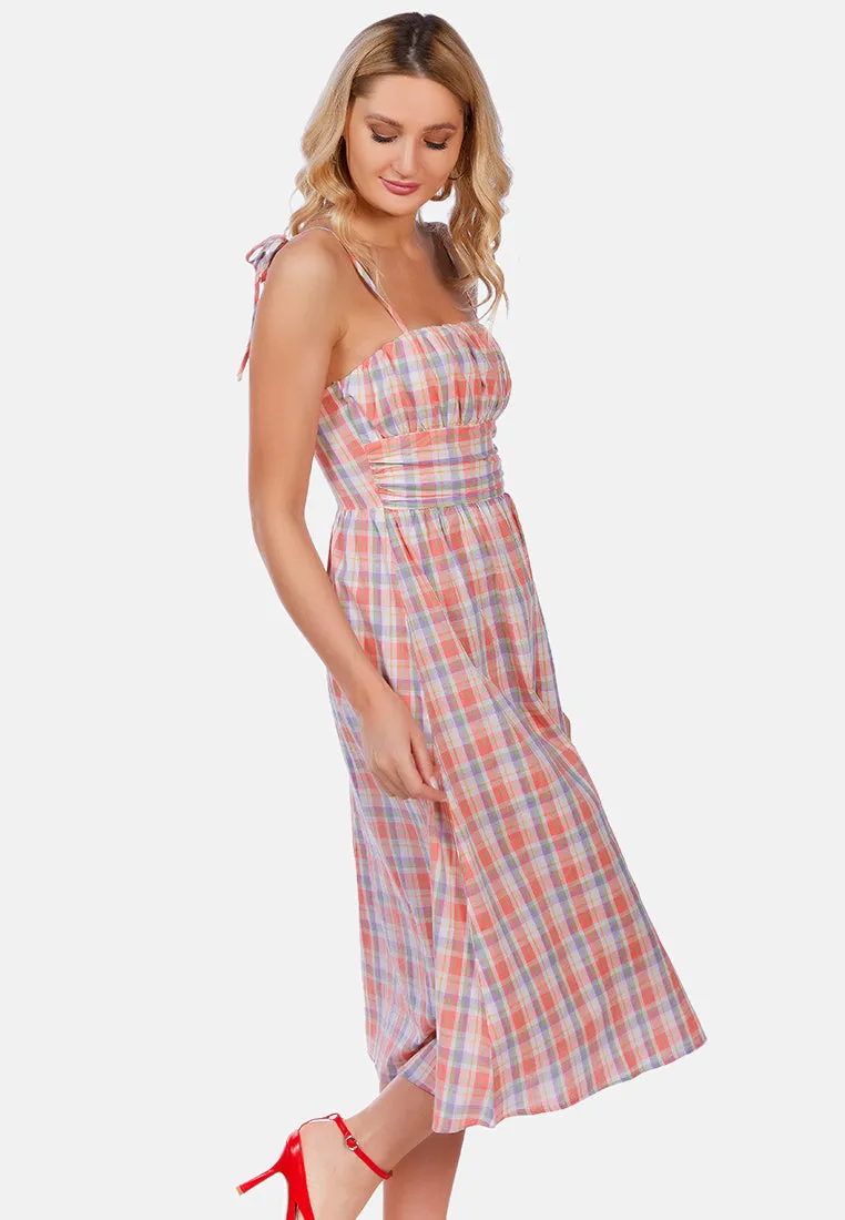 Checkered Midi Dress Slip Dress By Ruw