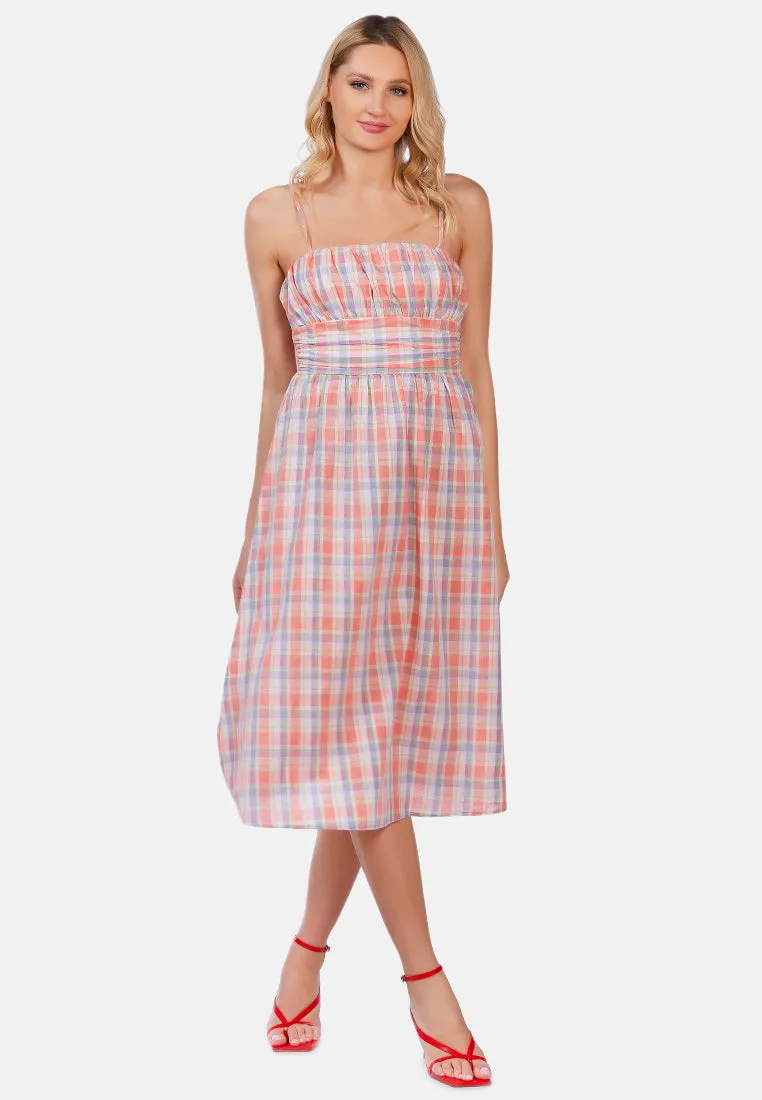 Checkered Midi Dress Slip Dress By Ruw