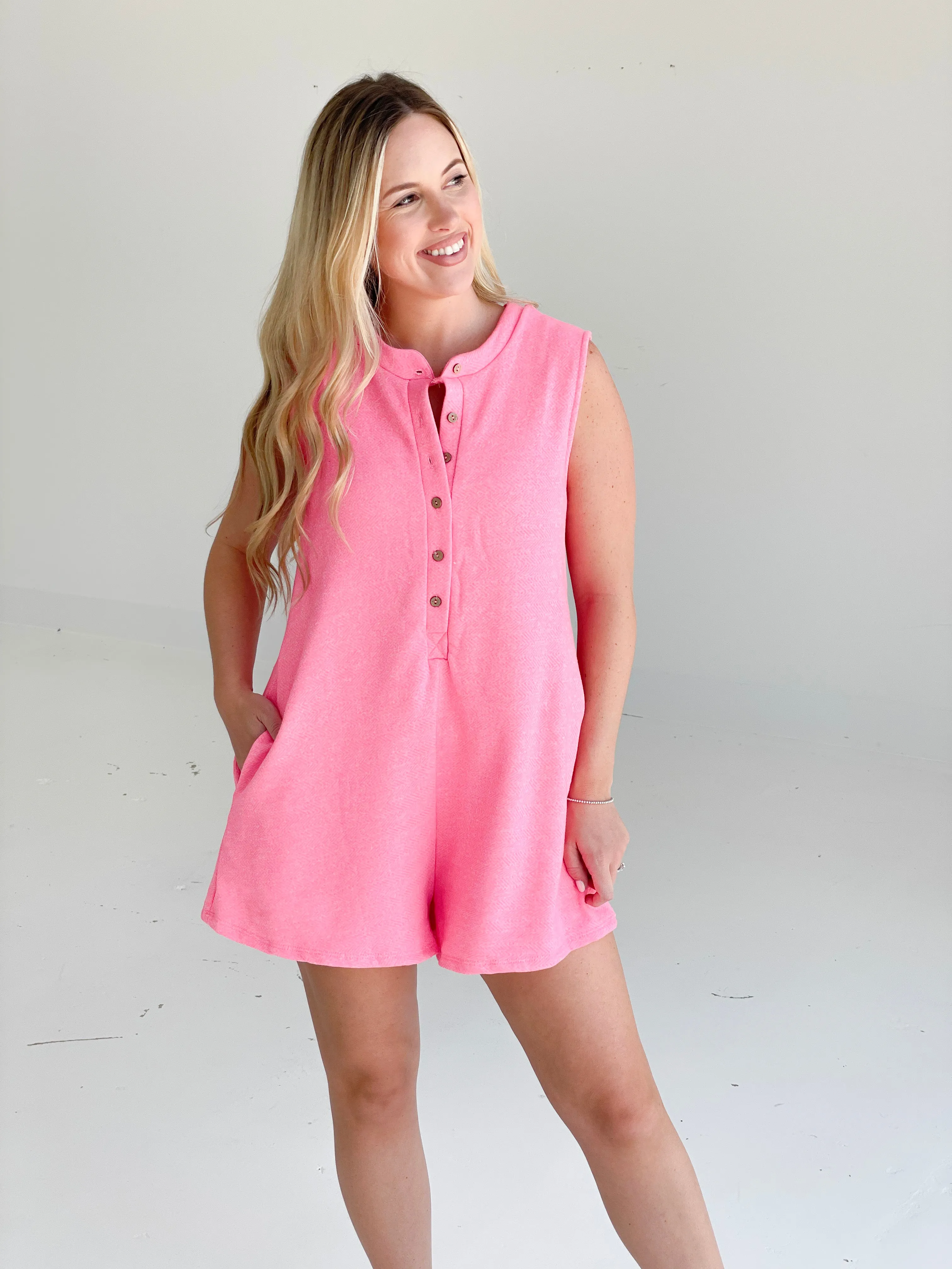 Checking Boxes Romper - Neon Pink