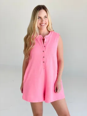 Checking Boxes Romper - Neon Pink