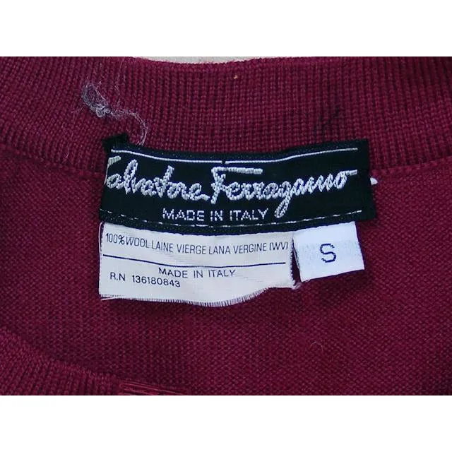 Classy Vintage Designer Ferragamo Sweater Womens  Fine Wool Gold Accents 1980s Small