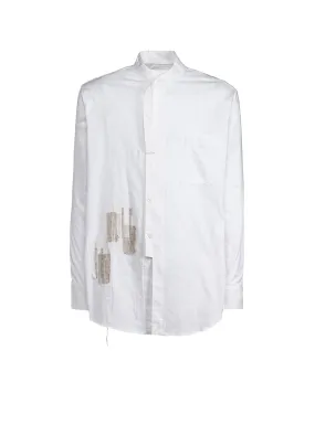 COTTON TWILL BOROAPPLIQUE STAND COLLAR SHIRT