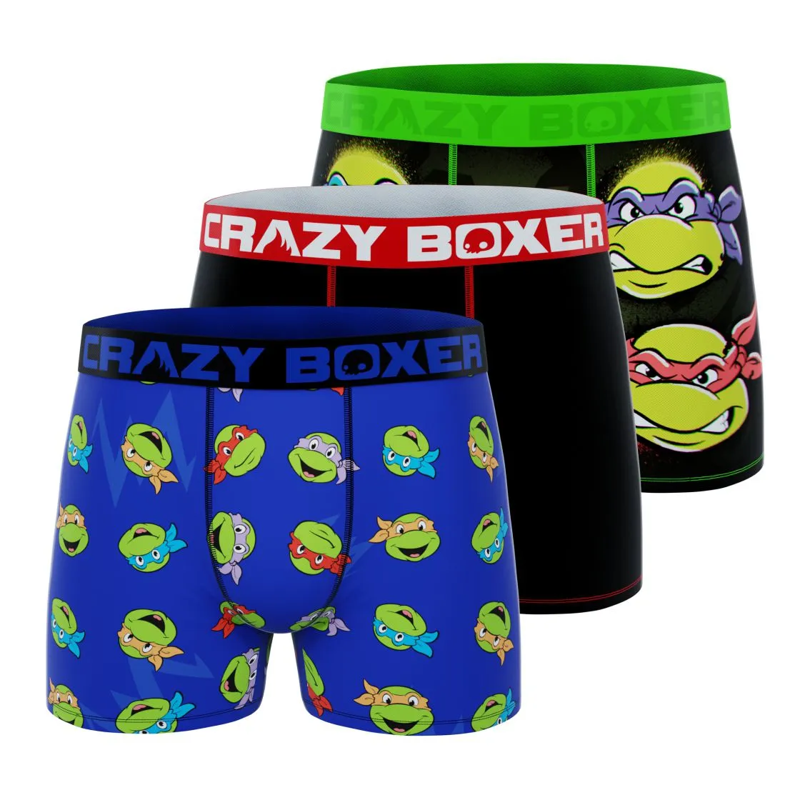 CRAZYBOXER Ninja Turtles Cowabunga Men's Boxer Briefs (3 pack)