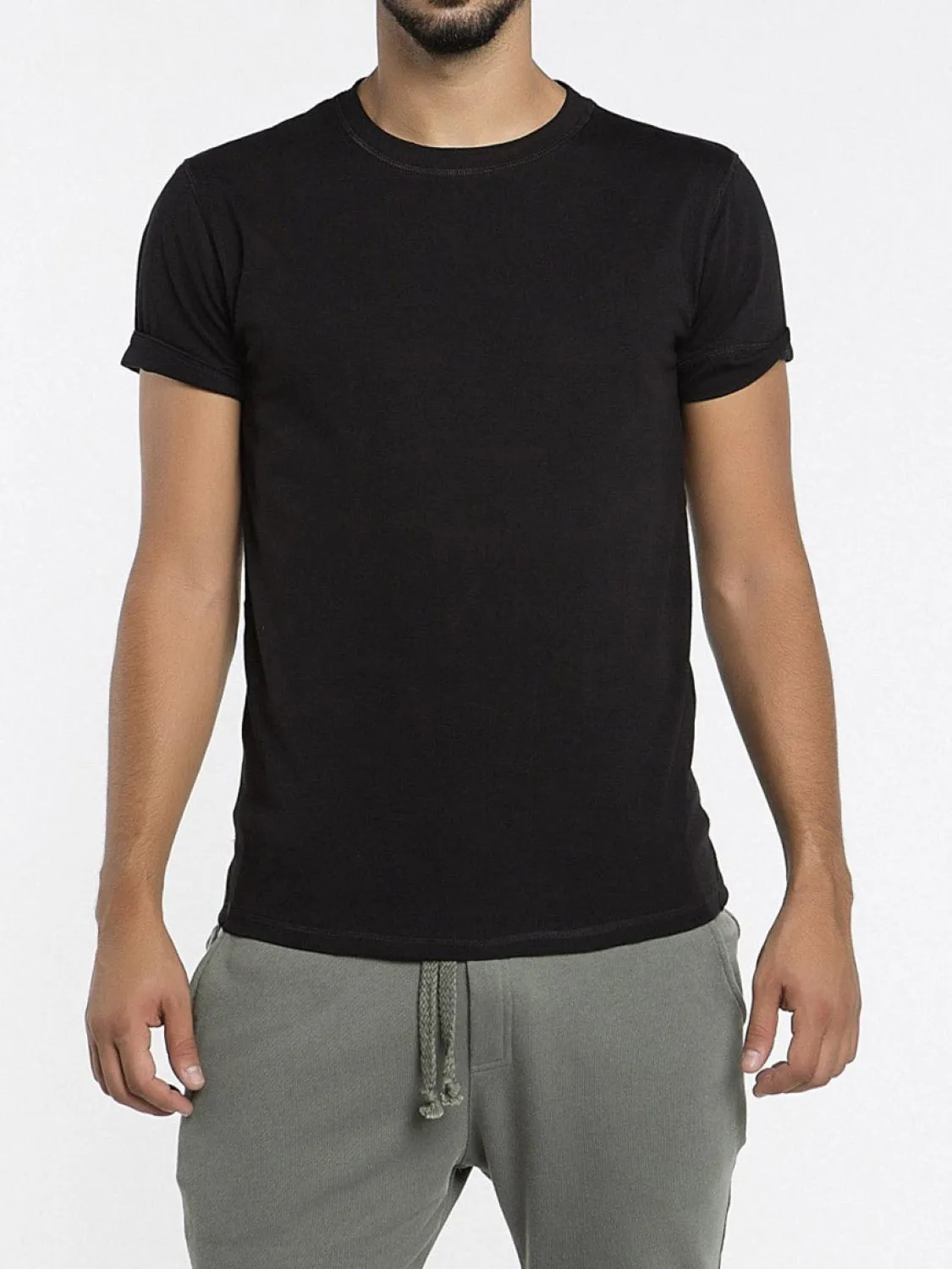 Crew Neck Ribbed T-Shirt Black