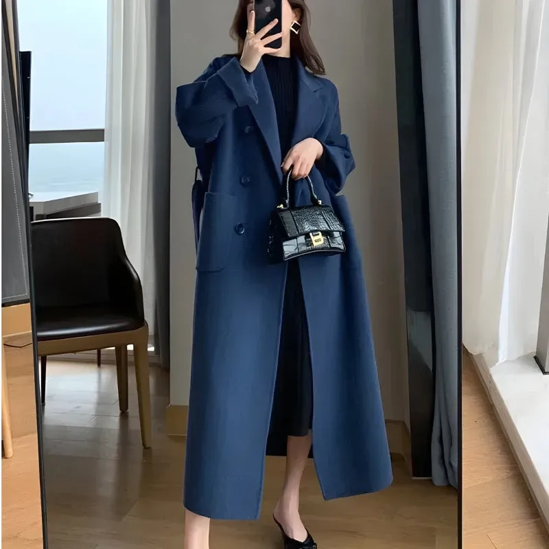 Dark Academia Belted Long Coat