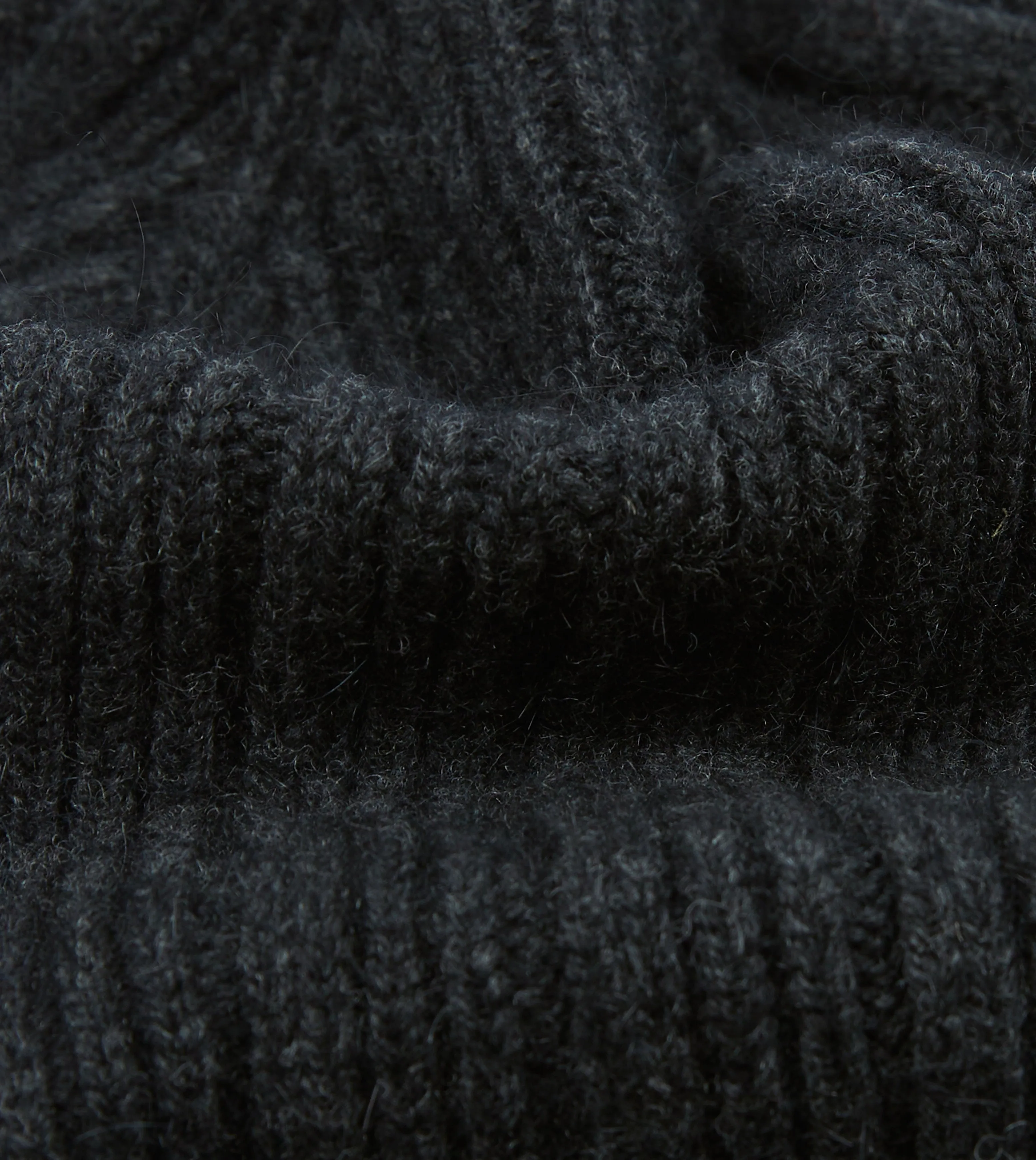 Dark Grey Angora Lambswool Ribbed Knit Cap