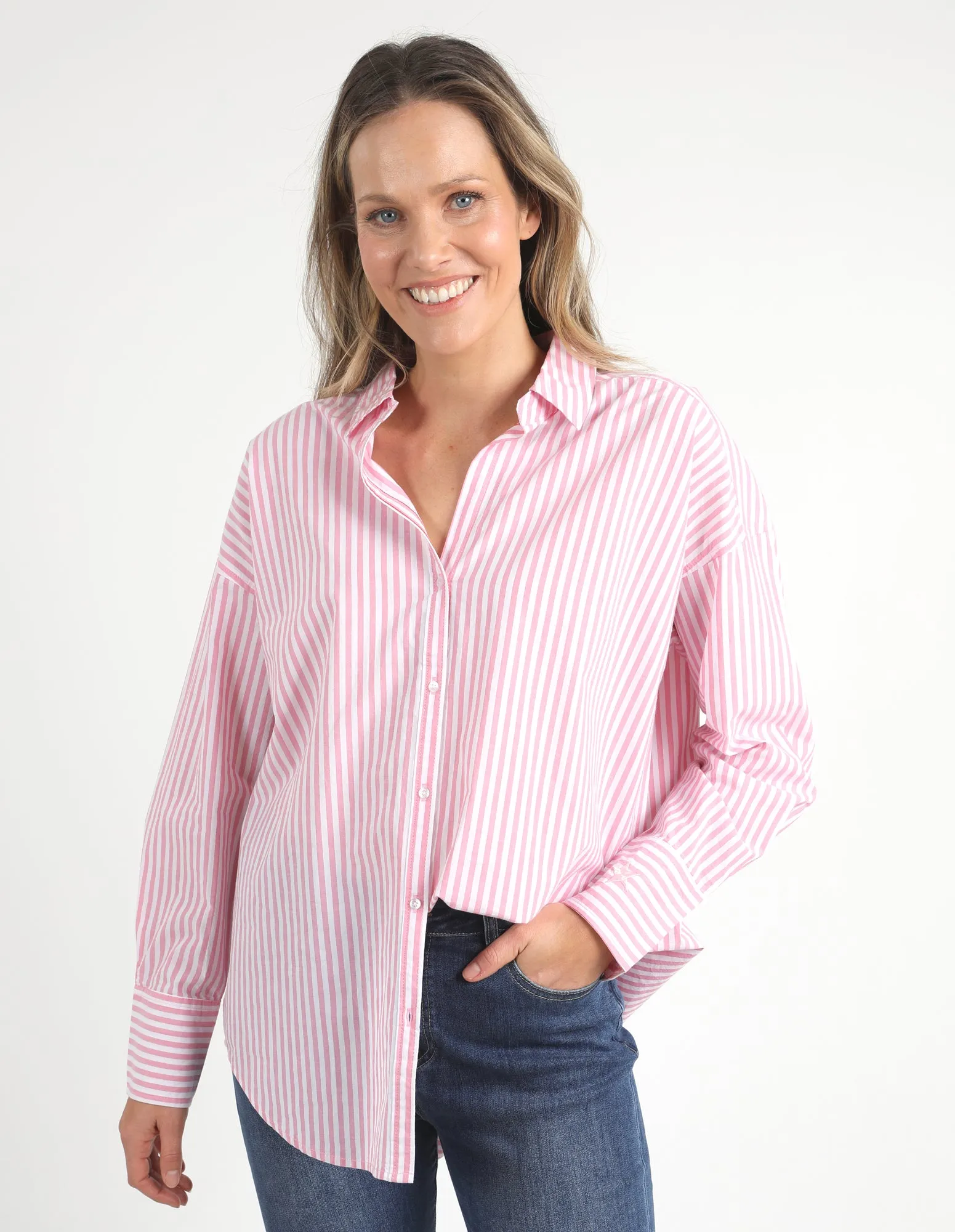 Delia Stripe Shirt Pink/White Stripe