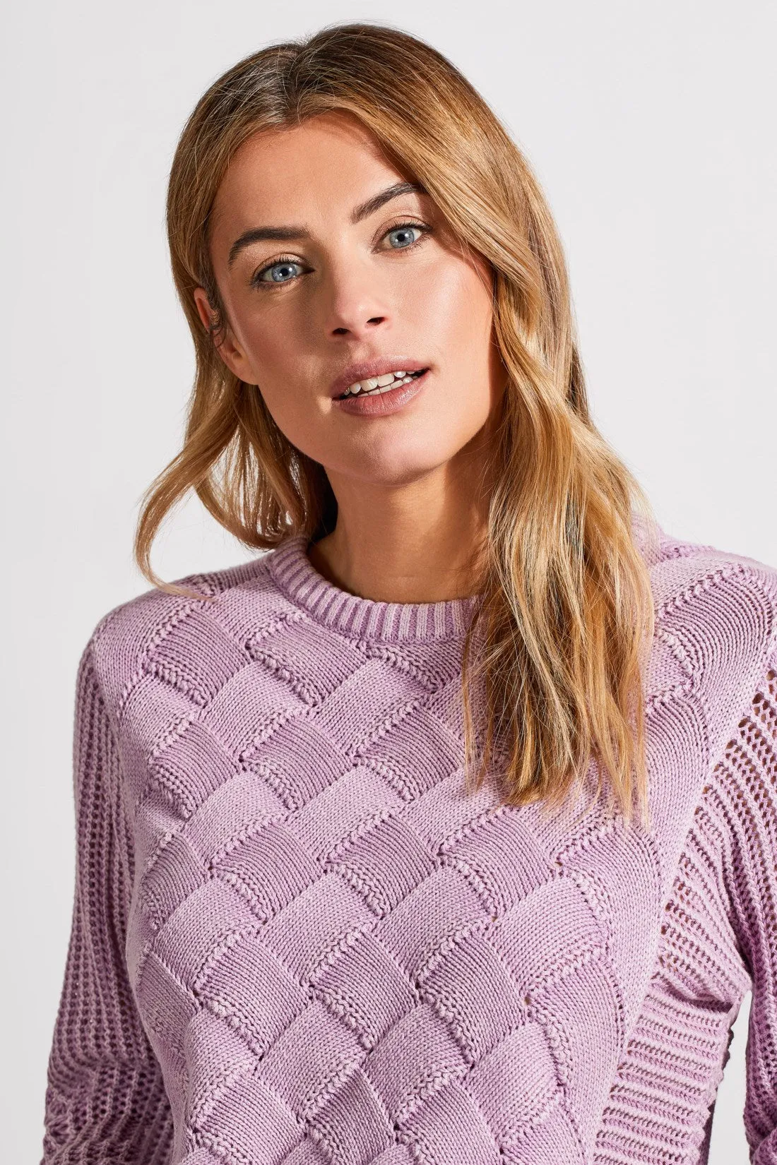 DOLMAN CREW NECK SWEATER WITH SPECIAL WASH-Lavender blush