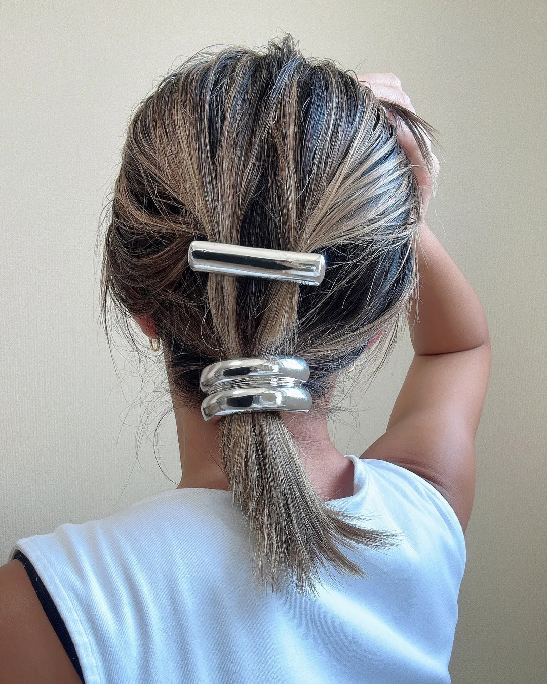 Double Silver Metal Ring Pony