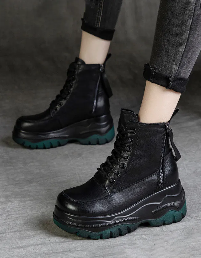 Double Zipper Retro Platform Winter Boots