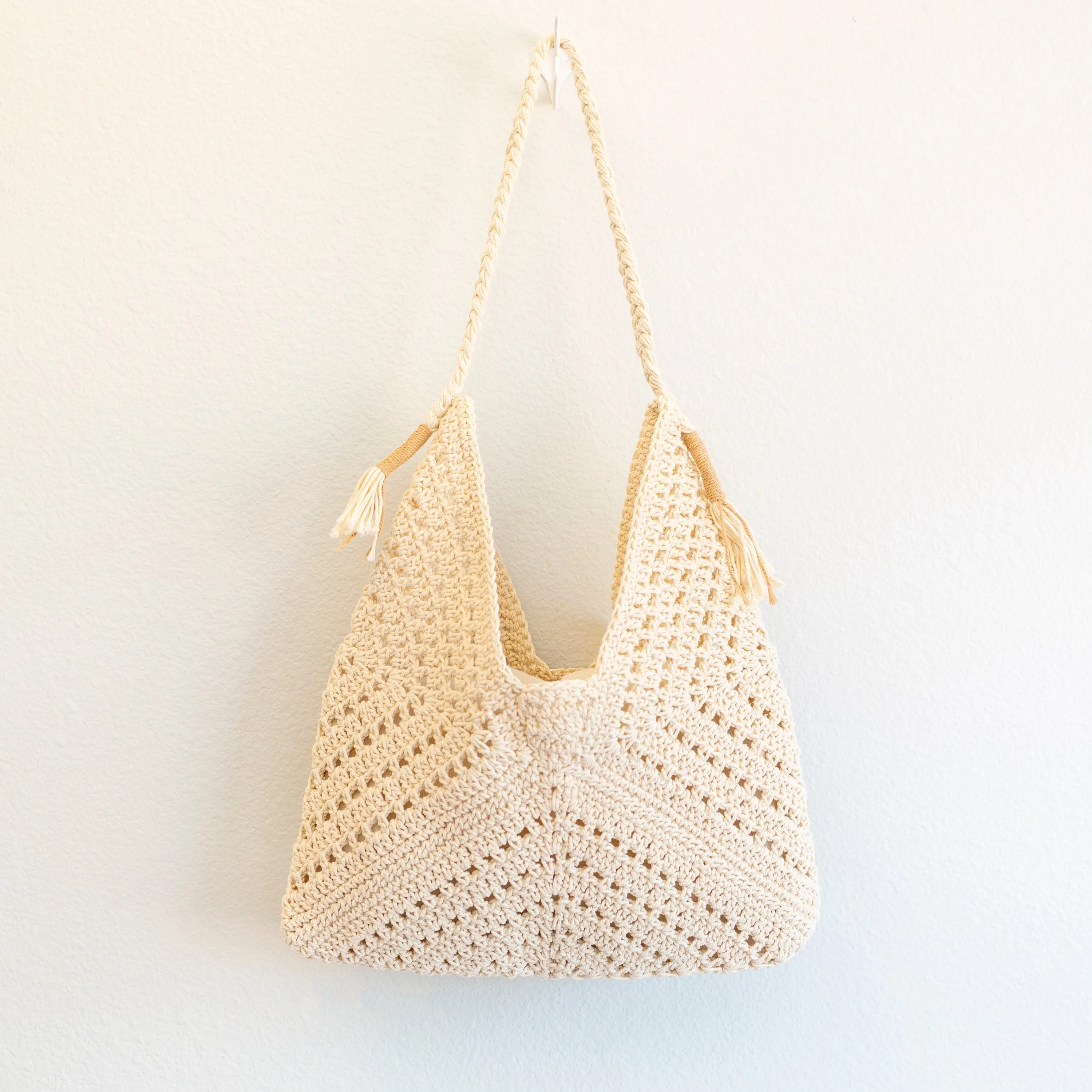 Elena Handbags Retro Cotton Crochet Shoulder Bag