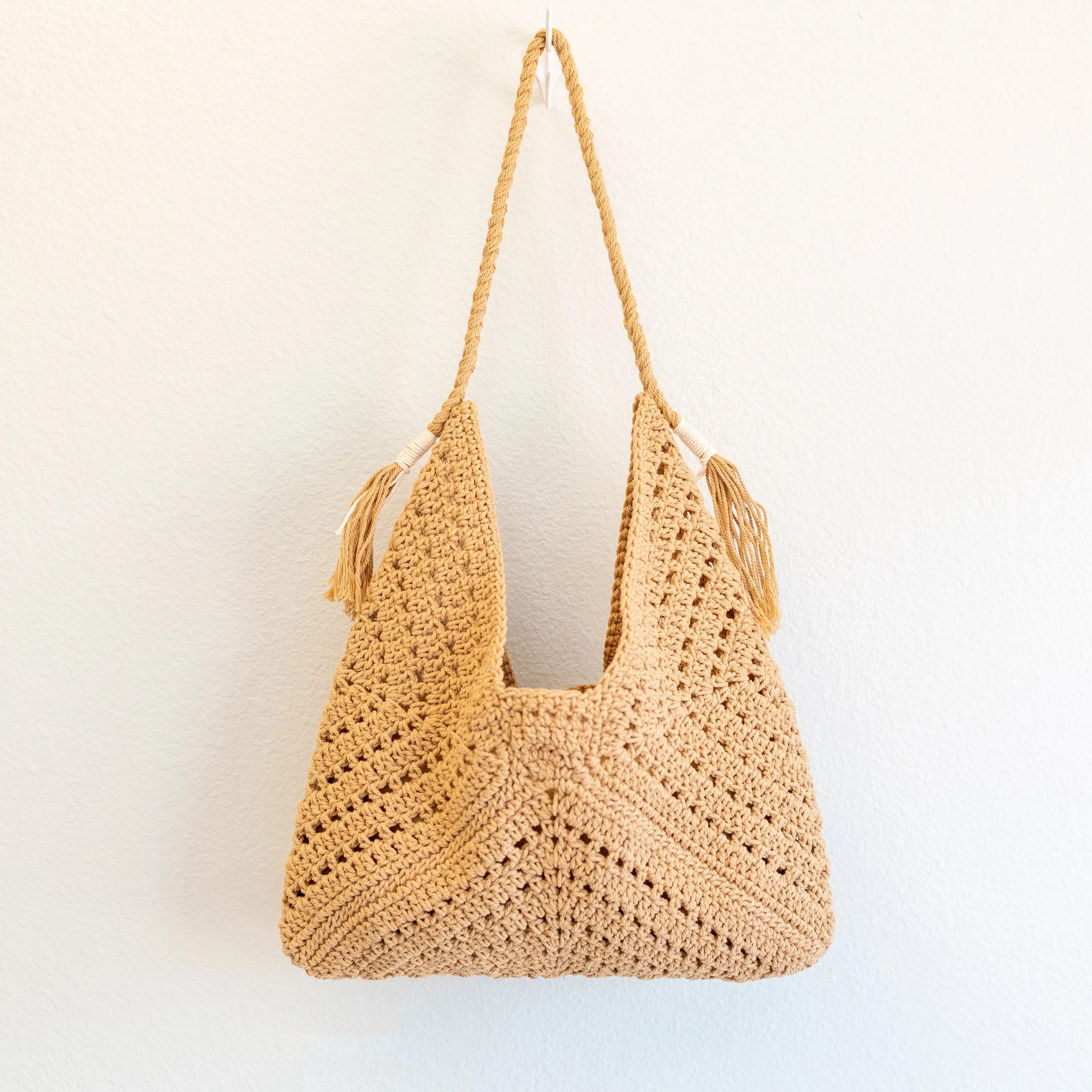 Elena Handbags Retro Cotton Crochet Shoulder Bag