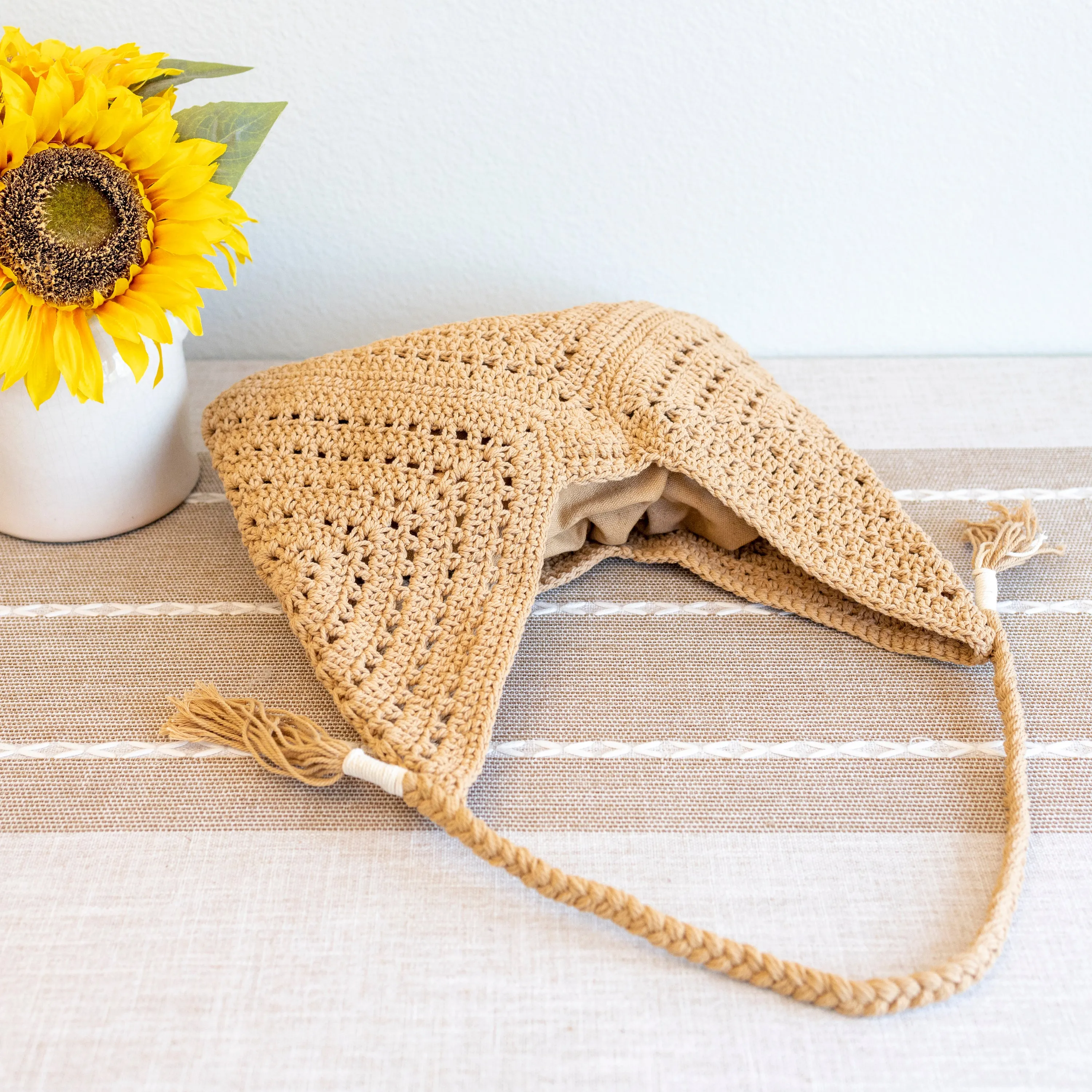 Elena Handbags Retro Cotton Crochet Shoulder Bag