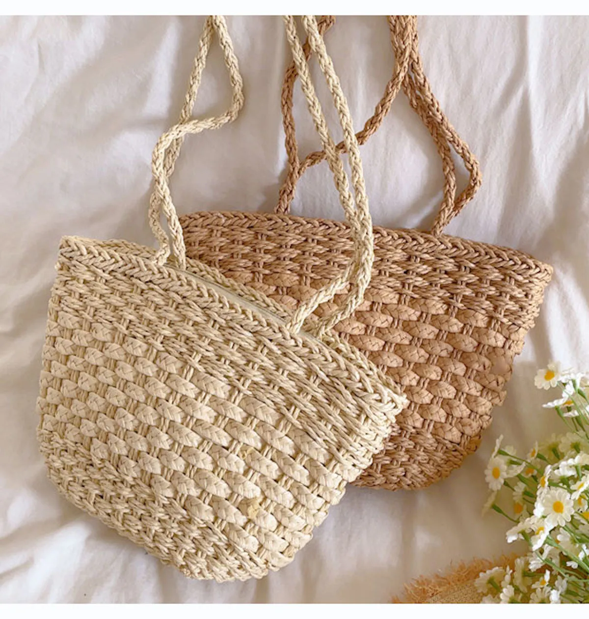 Elena Handbags Simple Woven Straw Tote Bag