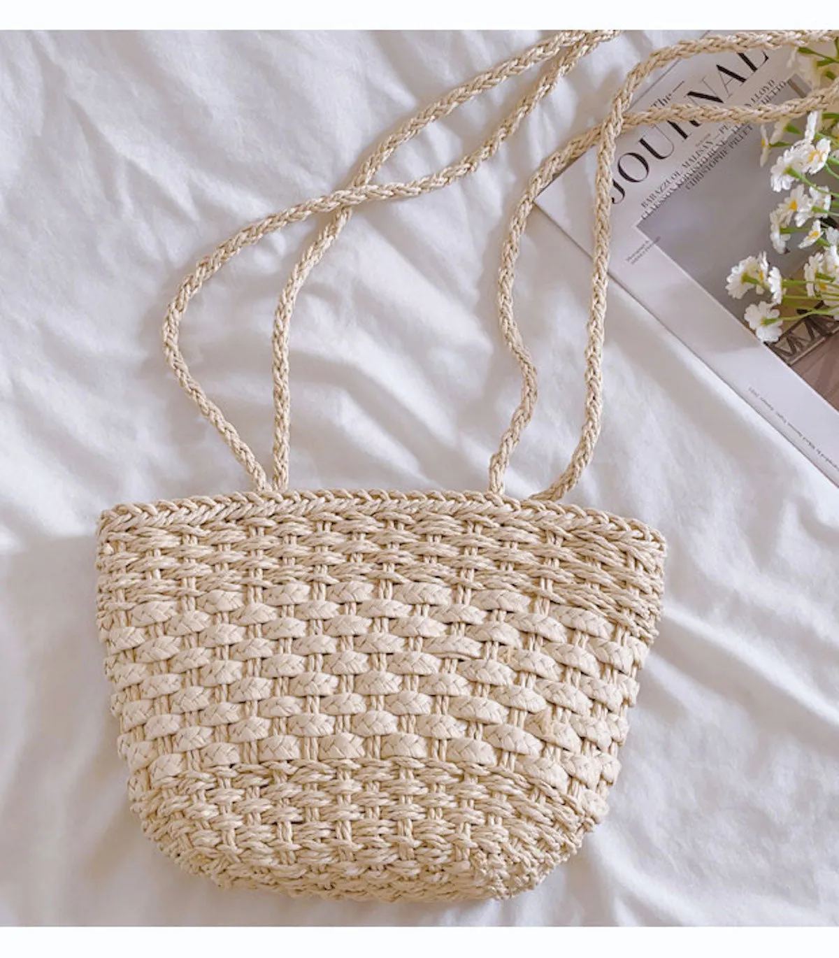 Elena Handbags Simple Woven Straw Tote Bag