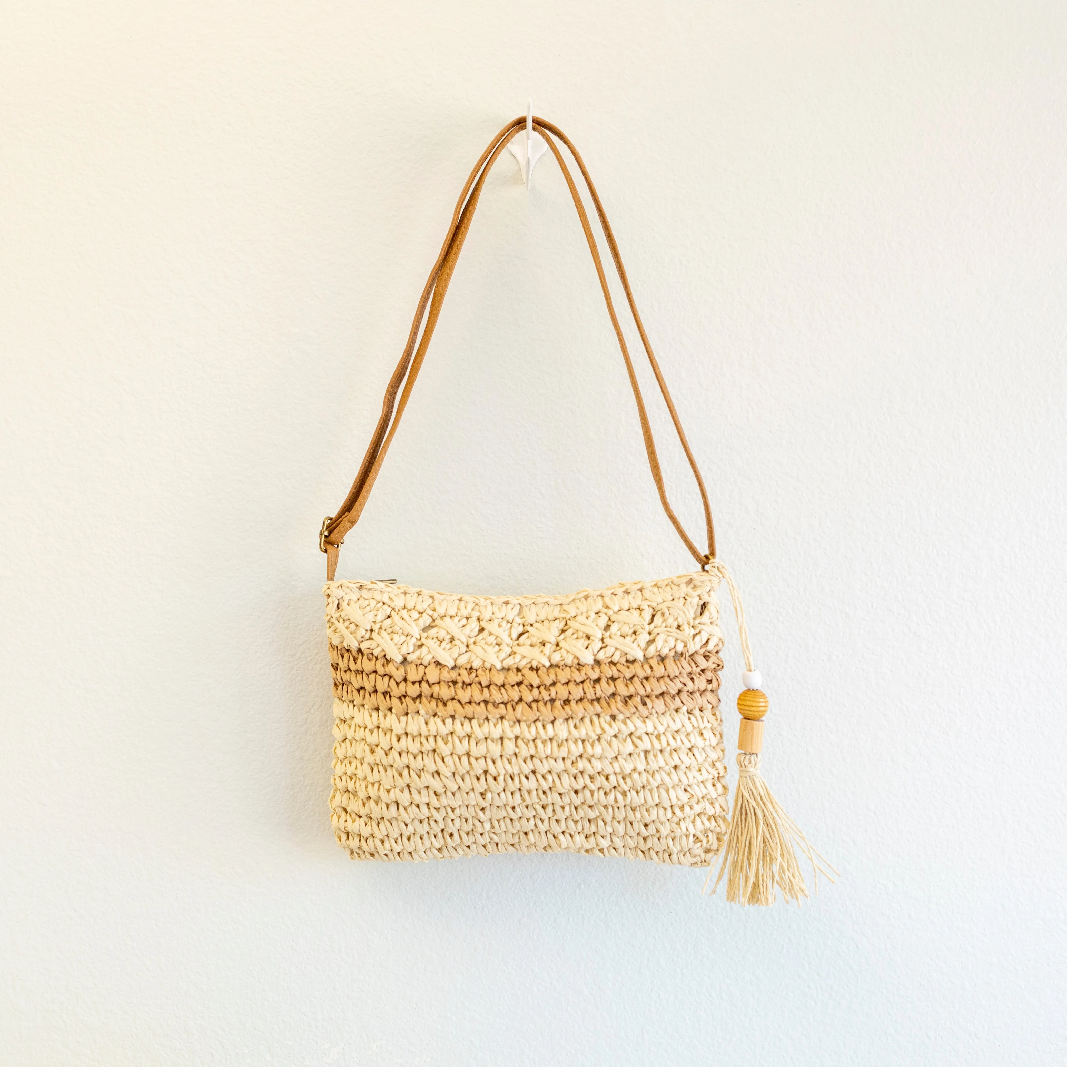 Elena Handbags Straw Woven Crossbody Bag